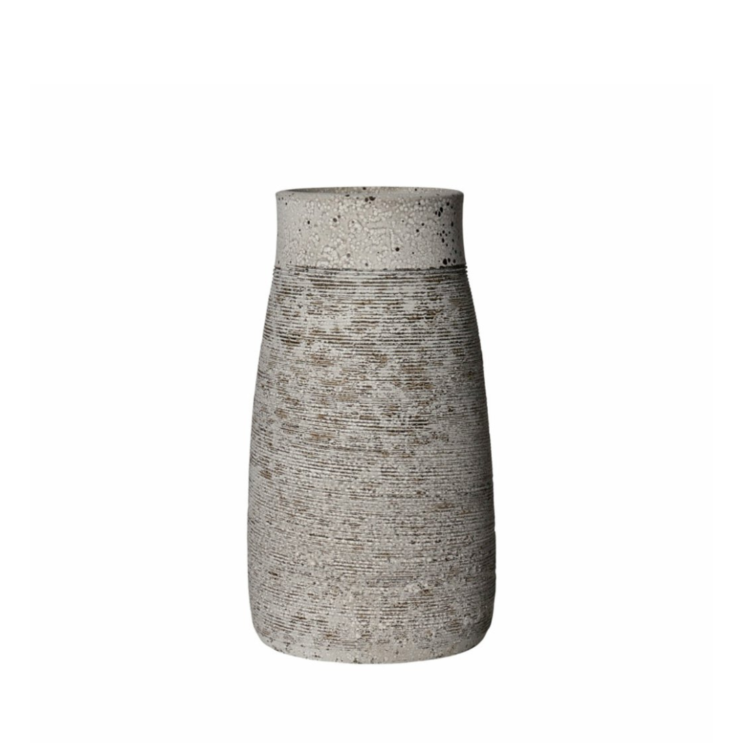 Lexie Hvid Beige Keramik VaseD16 H30 cm – Moving Flowers – Lexie Hvid Beige Keramik VaseD16 H30 cm - Moving Flowers -
