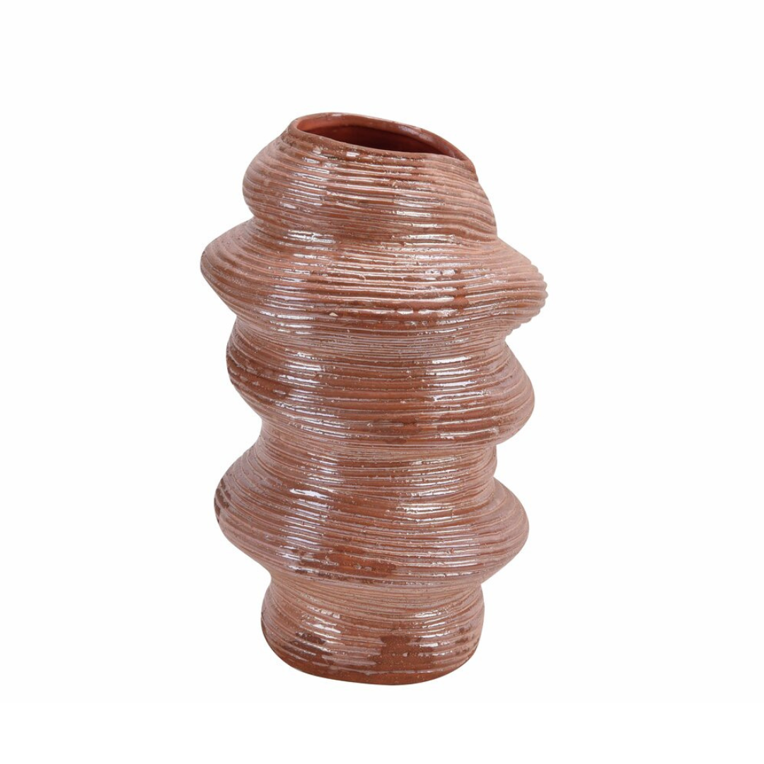 SIMONA Brændt Orange Keramik Vase D23,5 H38 cm – Moving Flowers – SIMONA Brændt Orange Keramik Vase D23,5 H38 cm - Moving Flowers -
